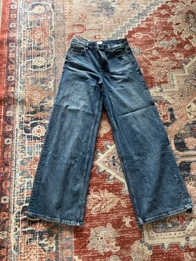 Alice + Olivia Wide-Leg High-Rise Jeans in Dark Blue